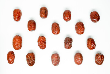 Red dates on blank background