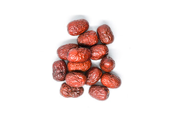 Red dates on blank background