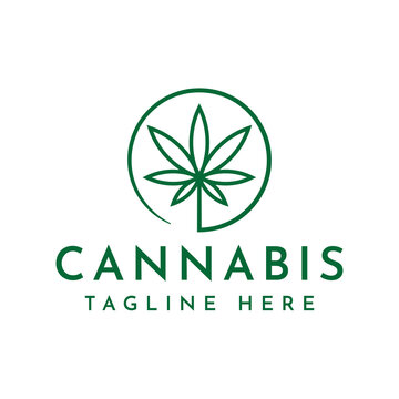 cannabis with circle logo design