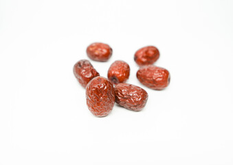Red dates on blank background