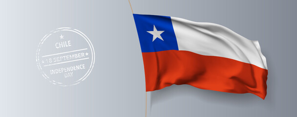 Chile happy independence day greeting card, banner with template text vector illustration