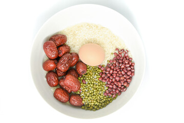 Red dates on blank background