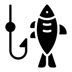 fishing glyph icon