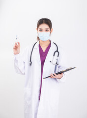 A woman doctor in a white coat