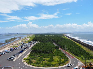 富津岬のU字の道路と駐車場