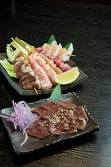 馬レバーと焼き鳥