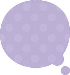 Cute pastel purple polka dot hand drawn speech bubble frame icon. Doodle illustration.