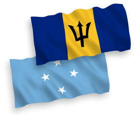 Flags of Federated States of Micronesia and Barbados on a white background