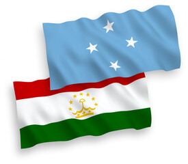 Fototapeta na wymiar Flags of Federated States of Micronesia and Tajikistan on a white background