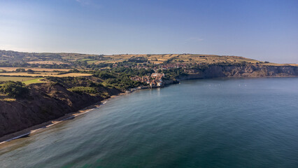 Robin Hoods Bay, Whitby. Aerial view taken by drone.