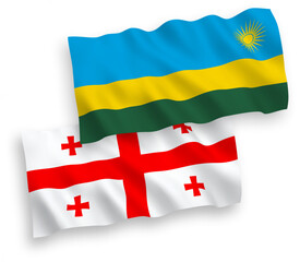 Flags of Republic of Rwanda and Georgia on a white background