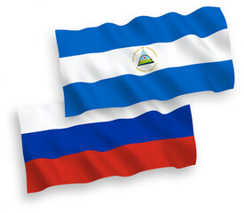Flags of Nicaragua and Russia on a white background
