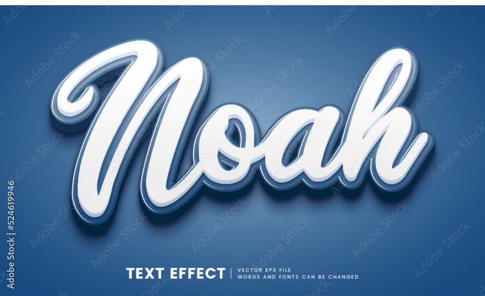 Fototapete editable 3d blue noah text effect. script fancy font style perfect for logo, title or heading
