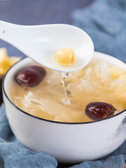 Nourishing red date, white fungus and lotus seed soup