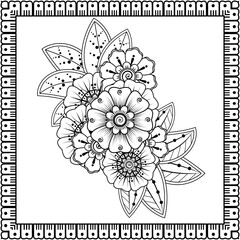 Mehndi flower for henna, mehndi, tattoo, decoration. Decorative ornament in ethnic oriental style.