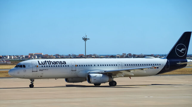 Lufthansa Airbus 321-200 on the tarmac of an airport