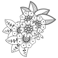 Mehndi flower for henna, mehndi, tattoo, decoration. Decorative ornament in ethnic oriental style.