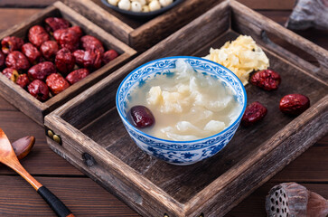 Nourishing red date, white fungus and lotus seed soup