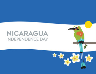 VECTORS. Editable banner for Nicaragua's Independence Day, patriotic, civic holiday, national bird, national symbols, national flower, nature, flag, tourism, travel