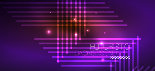 Background wallpaper neon glowing lines and geometric shapes. Dark wallpaper for concept of AI technology, blockchain, communication, 5G, science, business and technology
