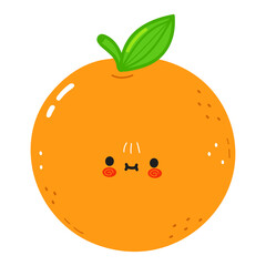 Cute funny orange fruit character. Vector hand drawn cartoon kawaii character illustration. Isolated white background. Orange fruit