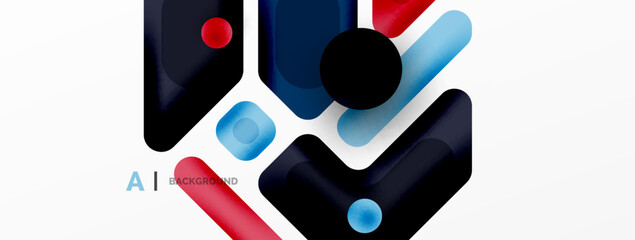 Minimal geometric abstract background. Colorful geometric blocks. Lines, squares and triangles composition wallpaper