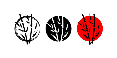 Bamboo emblem collection. Vector isolated decoration elements, labels, icons and signs.