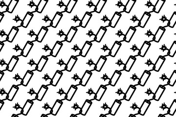Seamless pattern completely filled with outlines of dynamite symbols. Elements are evenly spaced. Vector illustration on white background