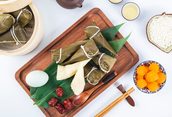 Fototapeta premium traditional Chinese food rice-pudding and salted egg yolk