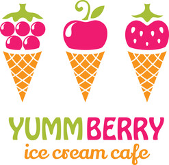 Ice cream cafe logo design.