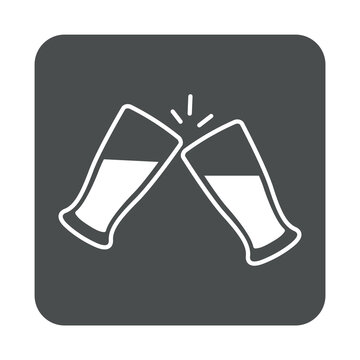 Logo brindis. Icono con silueta de 2 vasos de cerveza en cuadrado color gris