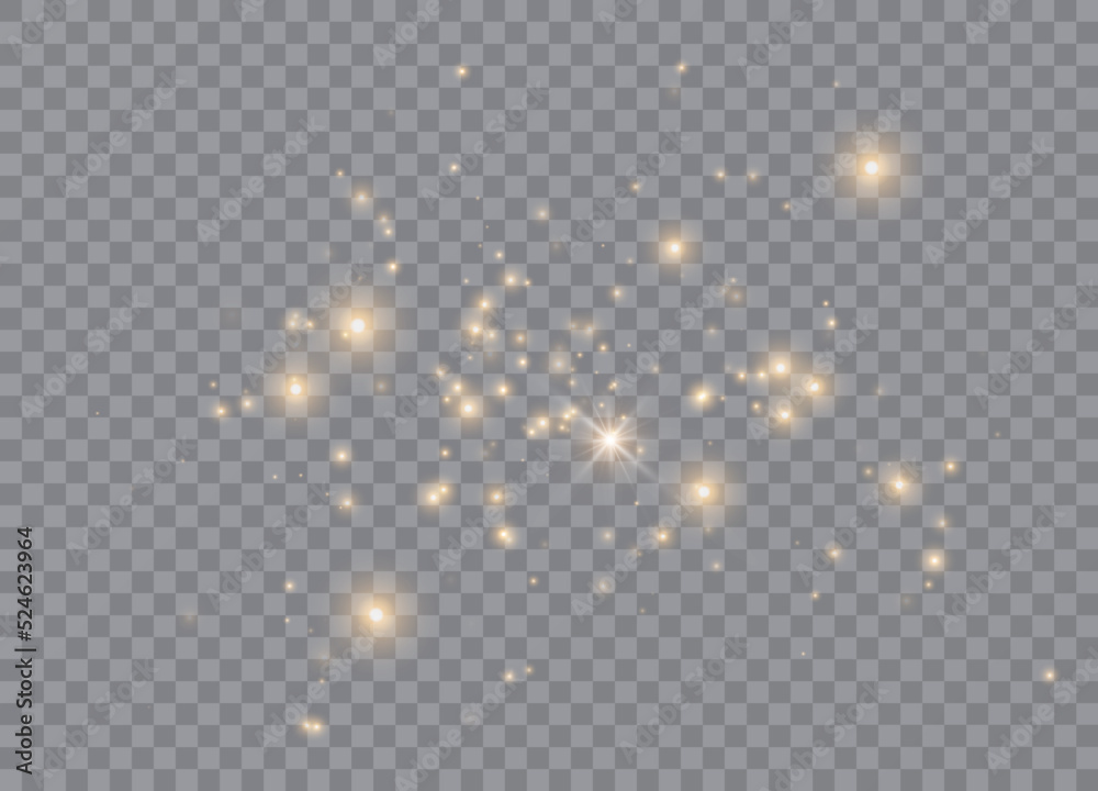 Wall mural light glow effect stars. vector sparkles on transparent background. christmas abstract pattern. spar