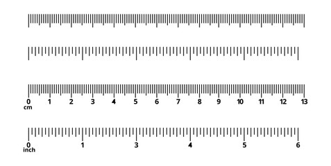 scale ruler centimeter and inch isolated on white background - obrazy, fototapety, plakaty