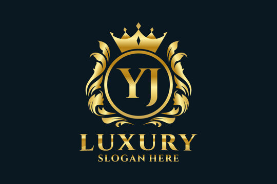 Initial YJ Letter Royal Luxury Logo template in vector art for luxurious branding projects and other vector illustration.