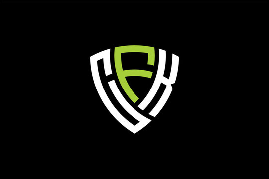 CFK creative letter shield logo design vector icon illustration