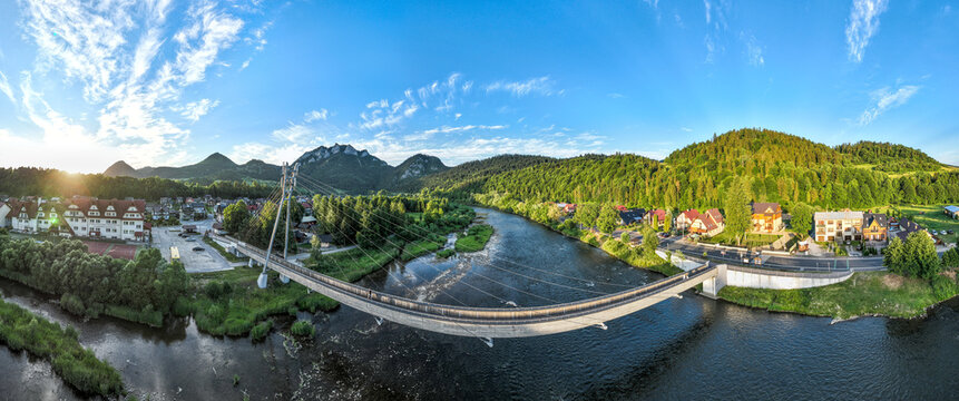Aerial view of Trzy Korony mountain in Pieniny, Poland