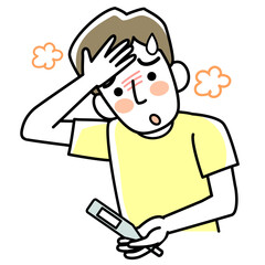 発熱している若い男性の上半身