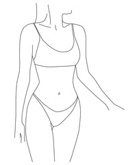 The silhouette of the body is a line. Female silhouette.