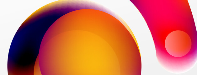 Fluid abstract background, round shapes and circle flowing design for wallpaper, banner, background or landing