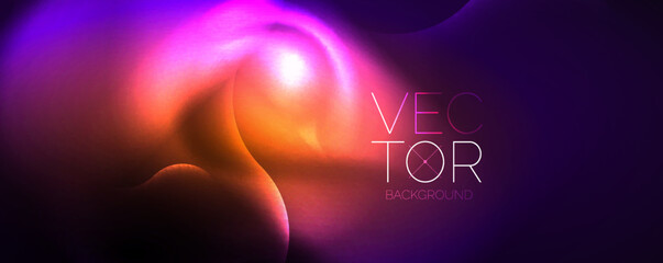 Neon glowing waves, magic energy space light concept, abstract background wallpaper design