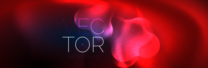 Glowing neon lights abstract shapes composition. Magic energy concept. Template for wallpaper, banner, background or landing