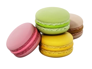 Tableaux ronds sur aluminium brossé Macarons Group of colorful macarons isolated on white background. 3D illustration