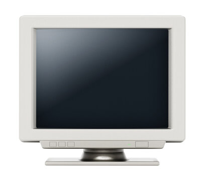 Retro CRT computer monitor isolated on white background. 3D illustration