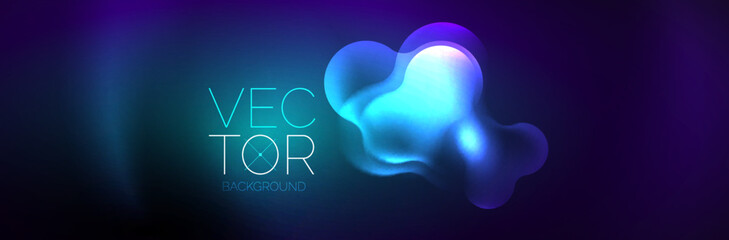 Glowing neon lights abstract shapes composition. Magic energy concept. Template for wallpaper, banner, background or landing