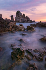 Fototapeta na wymiar Seascape of picturesque rocks in the paradise island