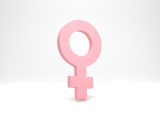 3D illustration, 3D rendering. female gender symbol. Sexual feminist icon. Minimal design element