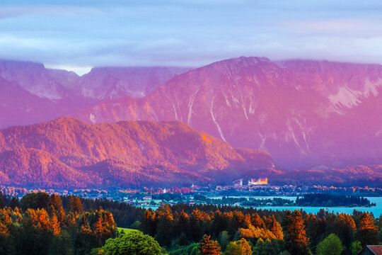 Halblech im Allg&auml;u, Blick Richtung Forggensee und F&uuml;ssen