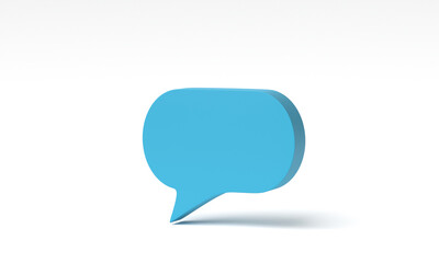 3D rendering, 3D illustration. Speech bubble chat icon isolated on white background. Minimal message box cartoon