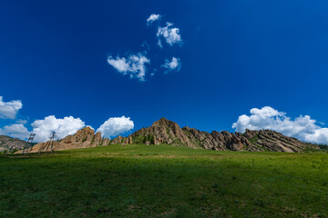 landscape with blue sky