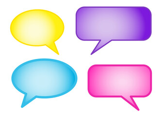 A speak bubble text,chatting box,message box outline cartoon design.Balloon doodle style of thinking sing symbols.space for your text.